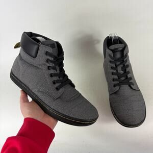 Dr. Martens Maelly Comfort Boots Womens 9 Gray Canvas Round Toe Lace Up High Top